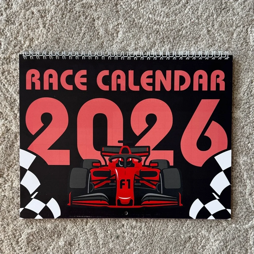 NEW Formula 1, F1 2026 Race Calendar - Black, White and Red